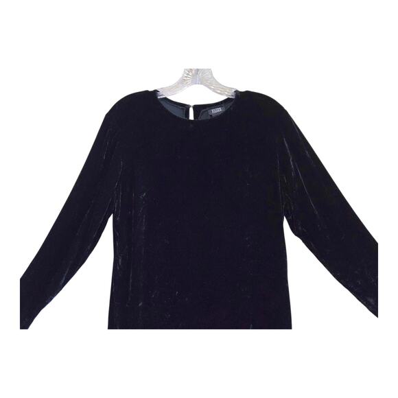 EILEEN FISHER Women's M Velvet Tunic Top Black Rayon & Silk Long Sleeve Gothic - Picture 2 of 6